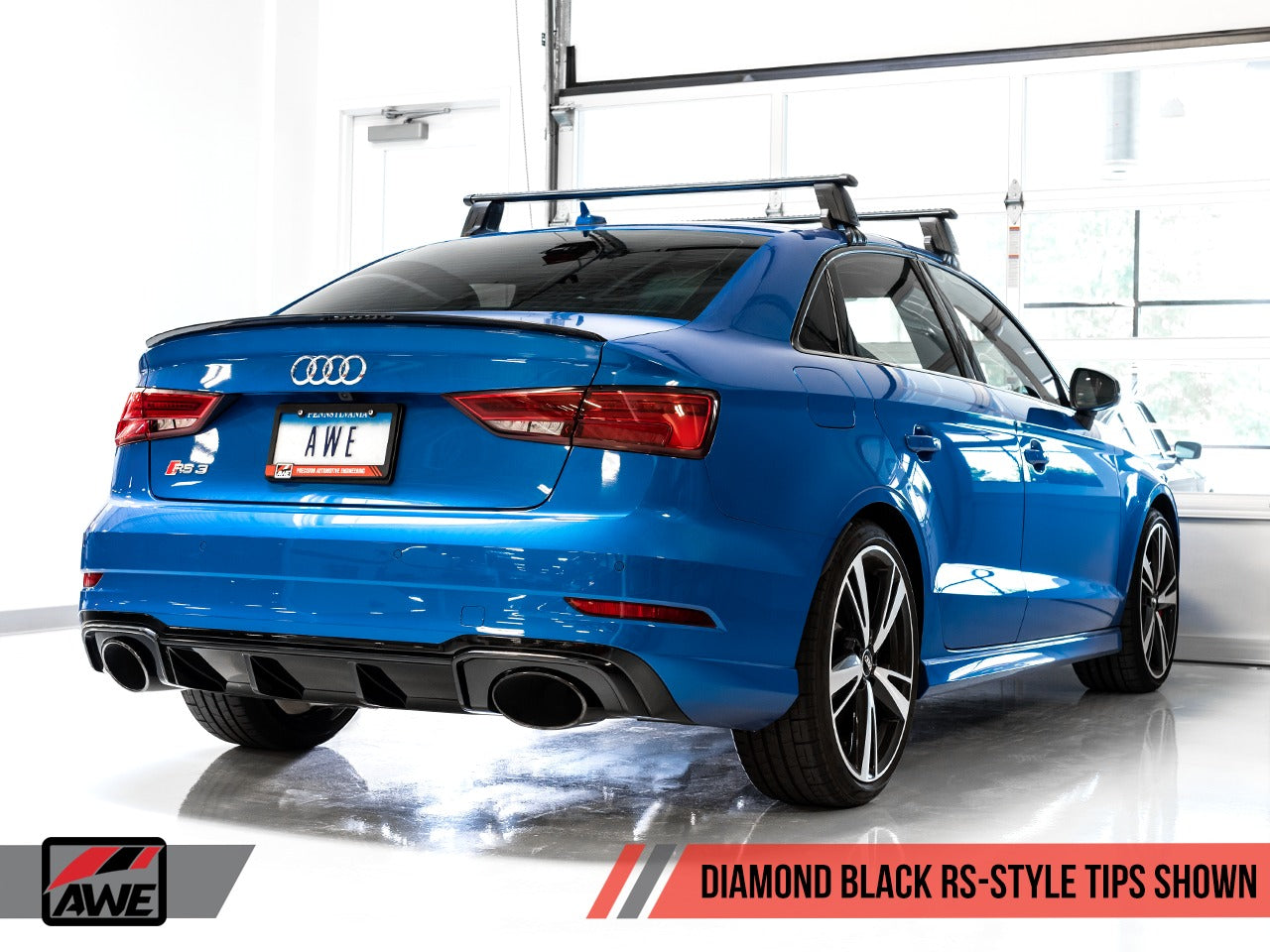 AWE Tuning 17-20 Audi RS3 8V Track Edition Exhaust - Diamond Black Tips RS-Style Tips 3020-33064