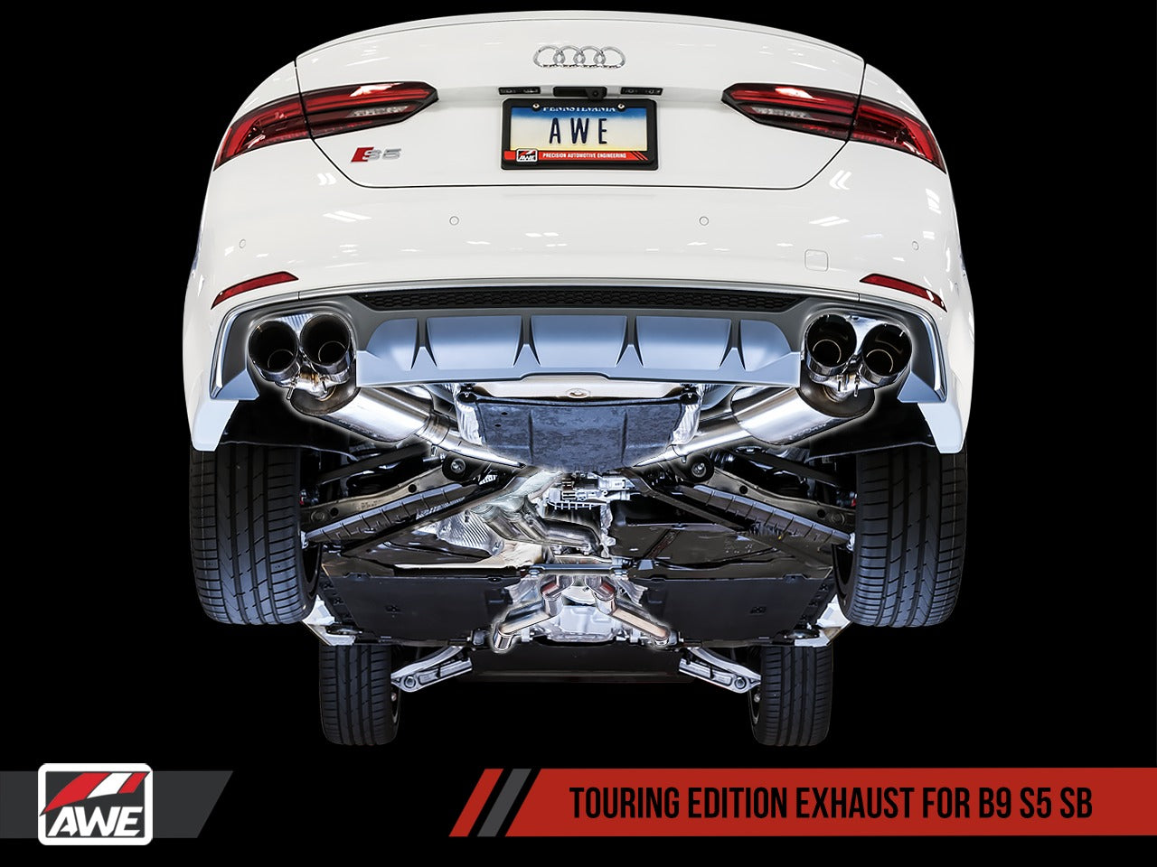 AWE Tuning 18-22 Audi B9 S5 Sportback Touring Edition Exhaust - Non-Resonated (Silver 102mm Tips) 3020-42056