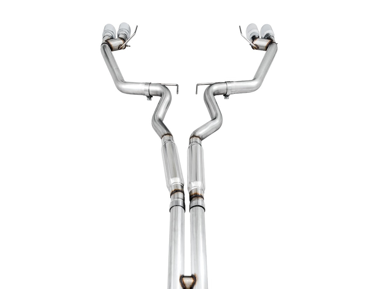 AWE Tuning 18-22 Ford Mustang GT (S550) Cat-back Exhaust - Track Edition (Quad Chrome Silver Tips) 3020-42064