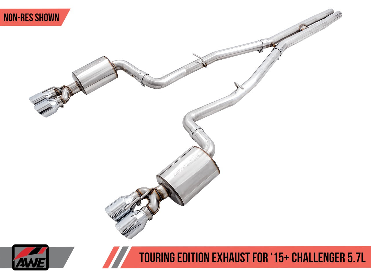 AWE Tuning 17-22 Challenger 5.7 Touring Edition Exhaust - Non-Resonated - Diamond Black Quad Tips 3020-43084