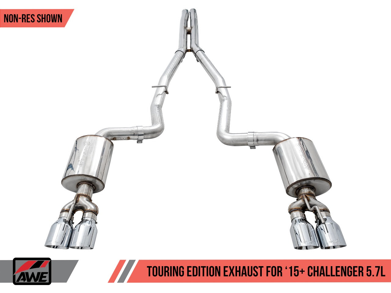 AWE Tuning 17-22 Challenger 5.7 Touring Edition Exhaust - Non-Resonated - Diamond Black Quad Tips 3020-43084