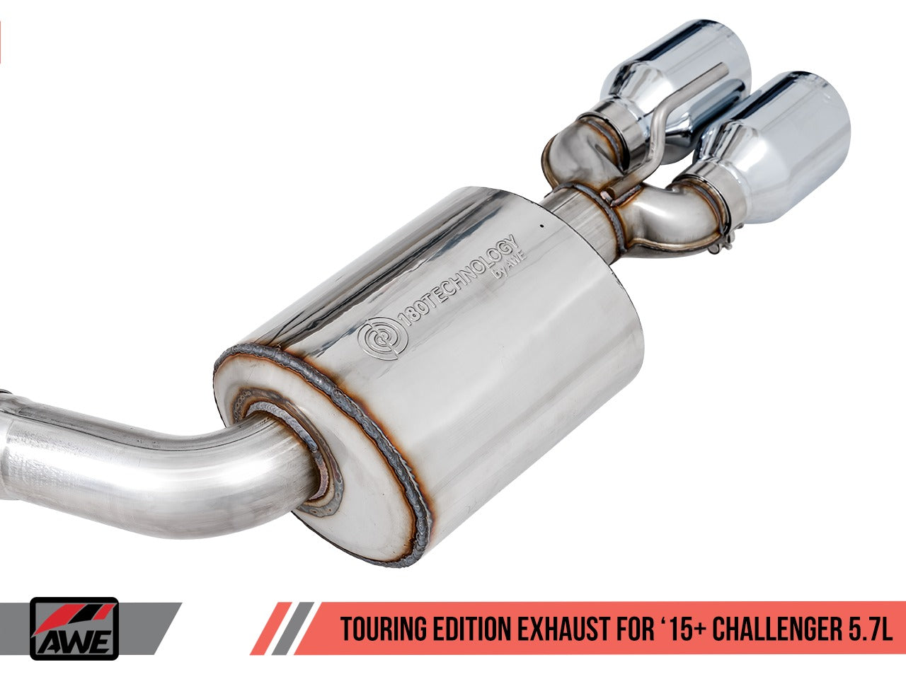 AWE Tuning 17-22 Dodge Challenger 5.7L Touring Edition Exhaust - Resonated - Diamond Black Quad Tips 3015-43154