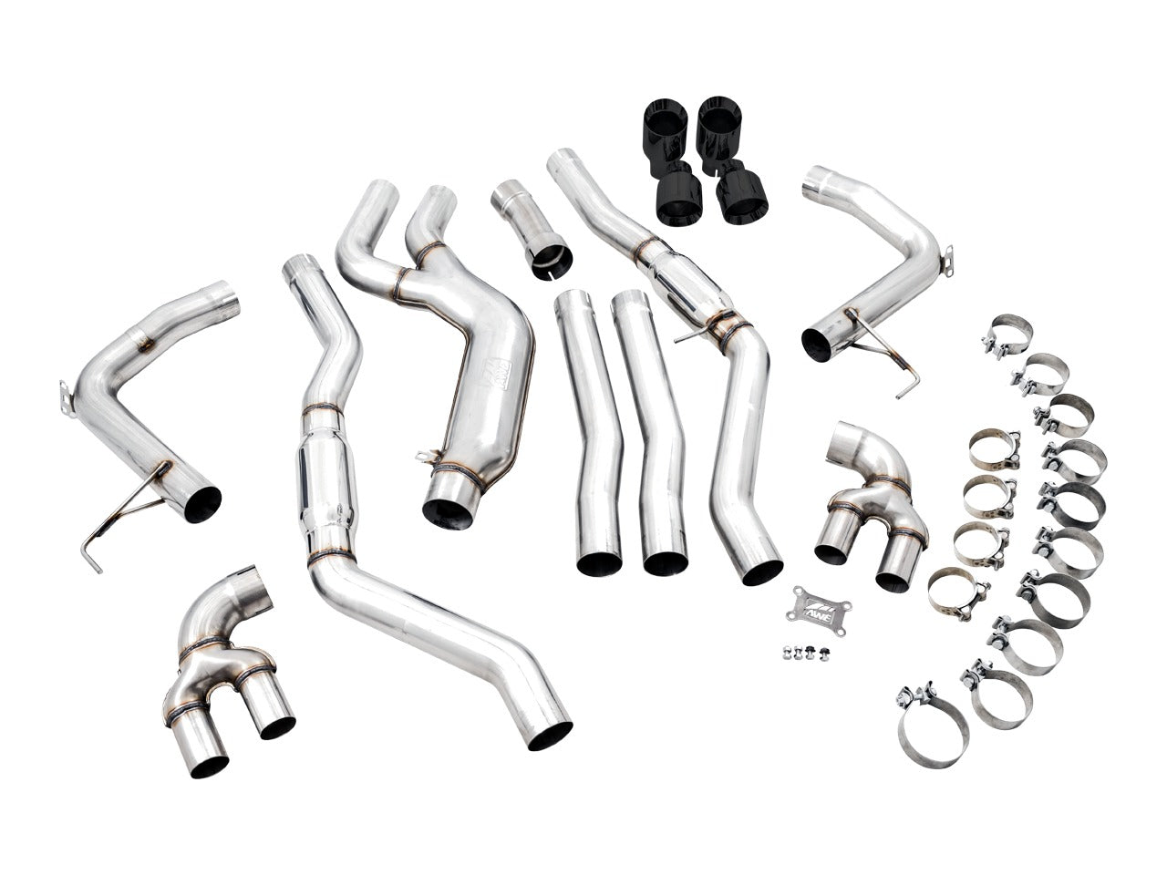 AWE Tuning 19-22 BMW M340i (G20) Track Edition Exhaust - Quad Chrome Silver Tips 3020-42078
