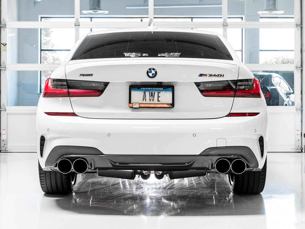 AWE Tuning 19-22 BMW M340i (G20) Track Edition Exhaust - Quad Chrome Silver Tips 3020-42078