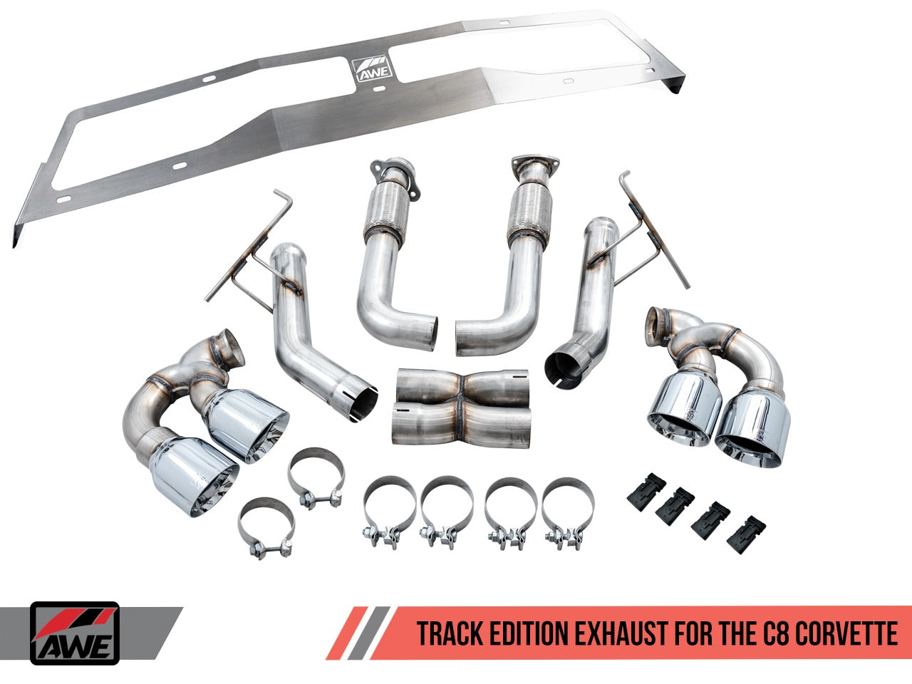 AWE Tuning 20-22 Chevrolet Corvette (C8) Track Edition Exhaust - Quad Diamond Black Tips 3020-43086