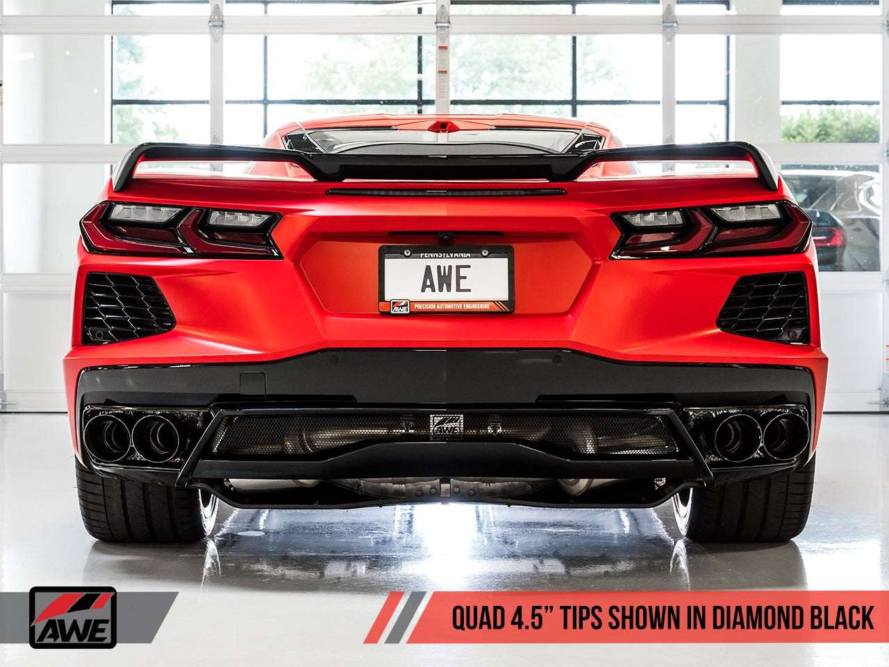 AWE Tuning 20-22 Chevrolet Corvette (C8) Track Edition Exhaust - Quad Diamond Black Tips 3020-43086
