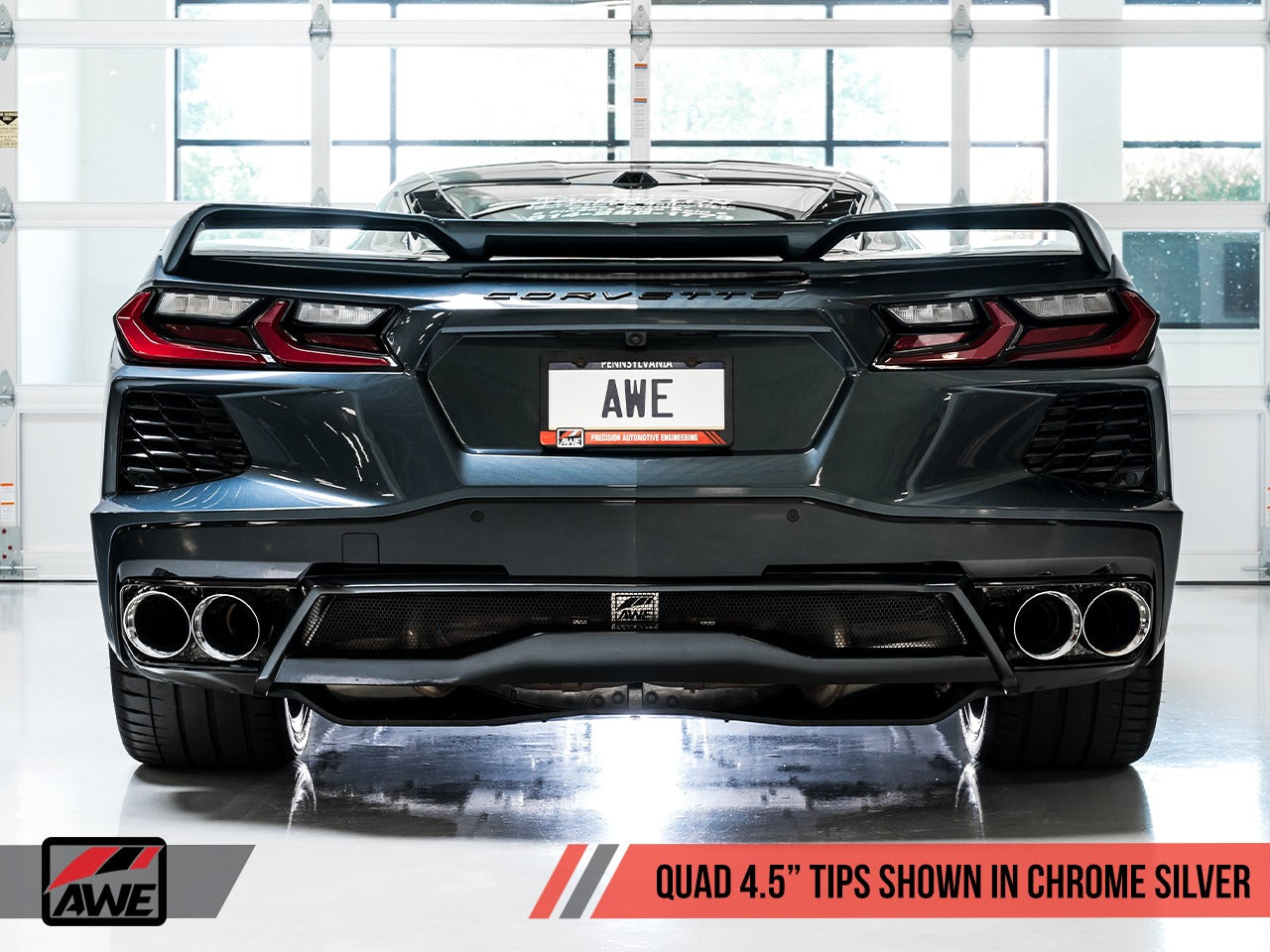 AWE Tuning 20-22 Chevrolet Corvette (C8) Touring Edition Exhaust - Quad Chrome Silver Tips 3015-42151