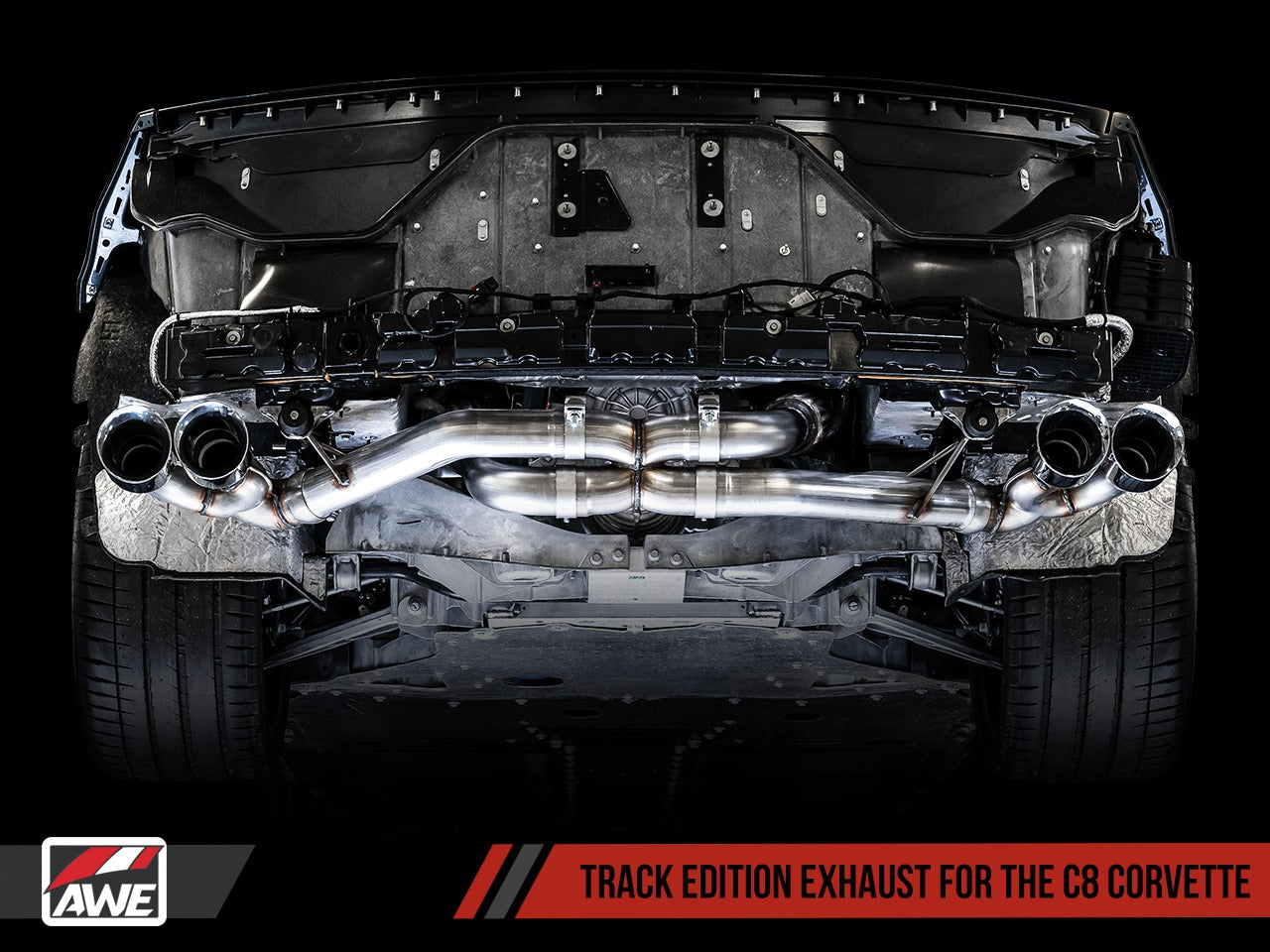 AWE Tuning 20-22 Chevrolet Corvette (C8) Track Edition Exhaust - Quad Diamond Black Tips 3020-43086