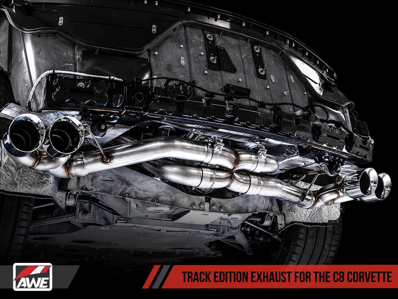 AWE Tuning 20-22 Chevrolet Corvette (C8) Track Edition Exhaust - Quad Diamond Black Tips 3020-43086