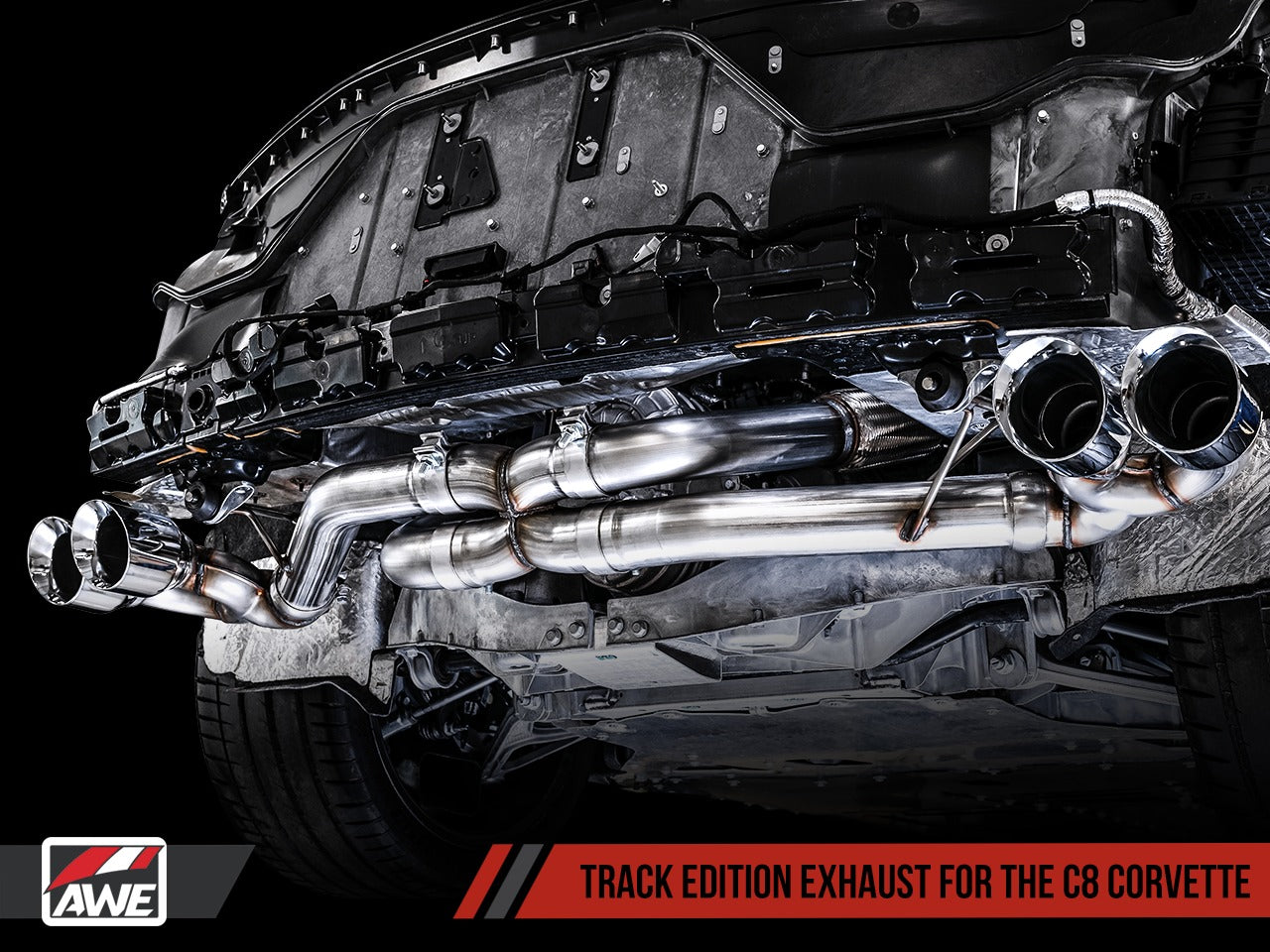 AWE Tuning 20-22 Chevrolet Corvette (C8) Track Edition Exhaust - Quad Diamond Black Tips 3020-43086