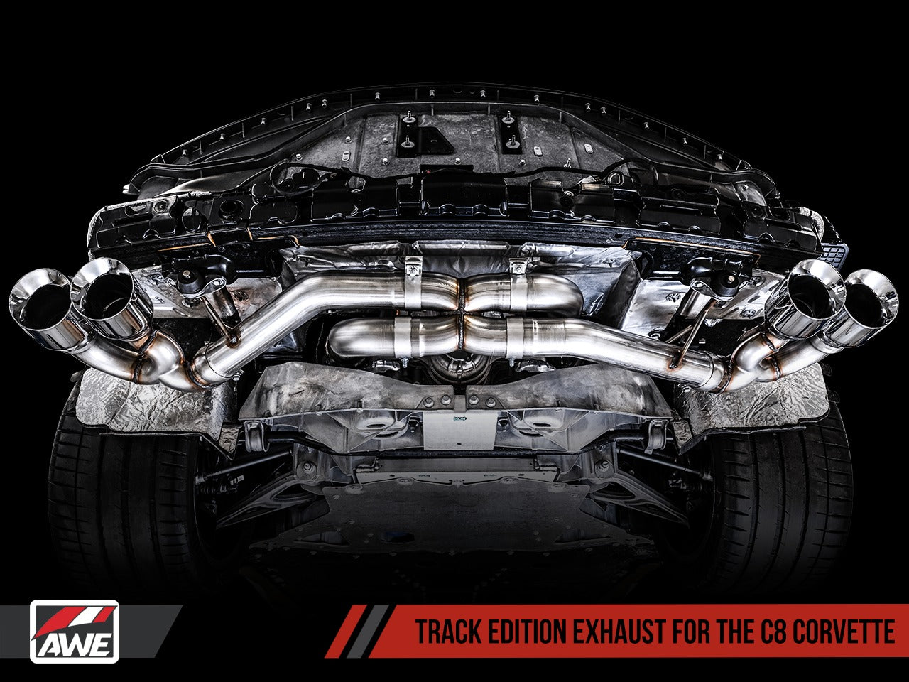 AWE Tuning 20-22 Chevrolet Corvette (C8) Track Edition Exhaust - Quad Diamond Black Tips 3020-43086