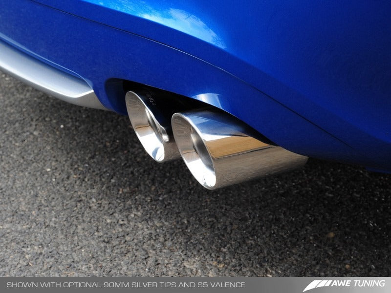 AWE Tuning 08-11 Audi B8 A5 3.2L Track Edition Exhaust System - Quad 90mm Slash Cut Silver Tips 3020-42012