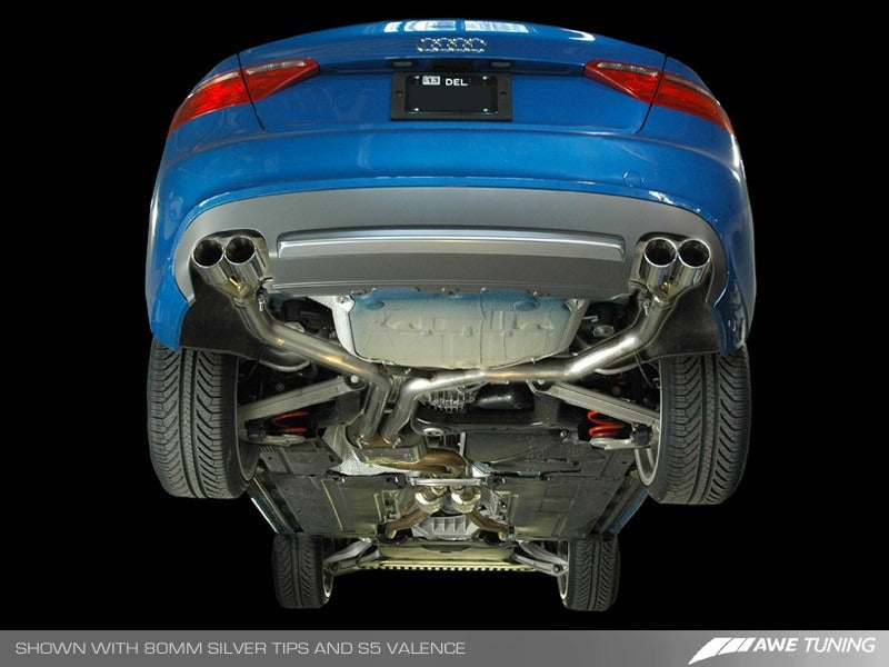 AWE Tuning 08-11 Audi B8 A5 3.2L Track Edition Exhaust System - Quad 90mm Slash Cut Silver Tips 3020-42012