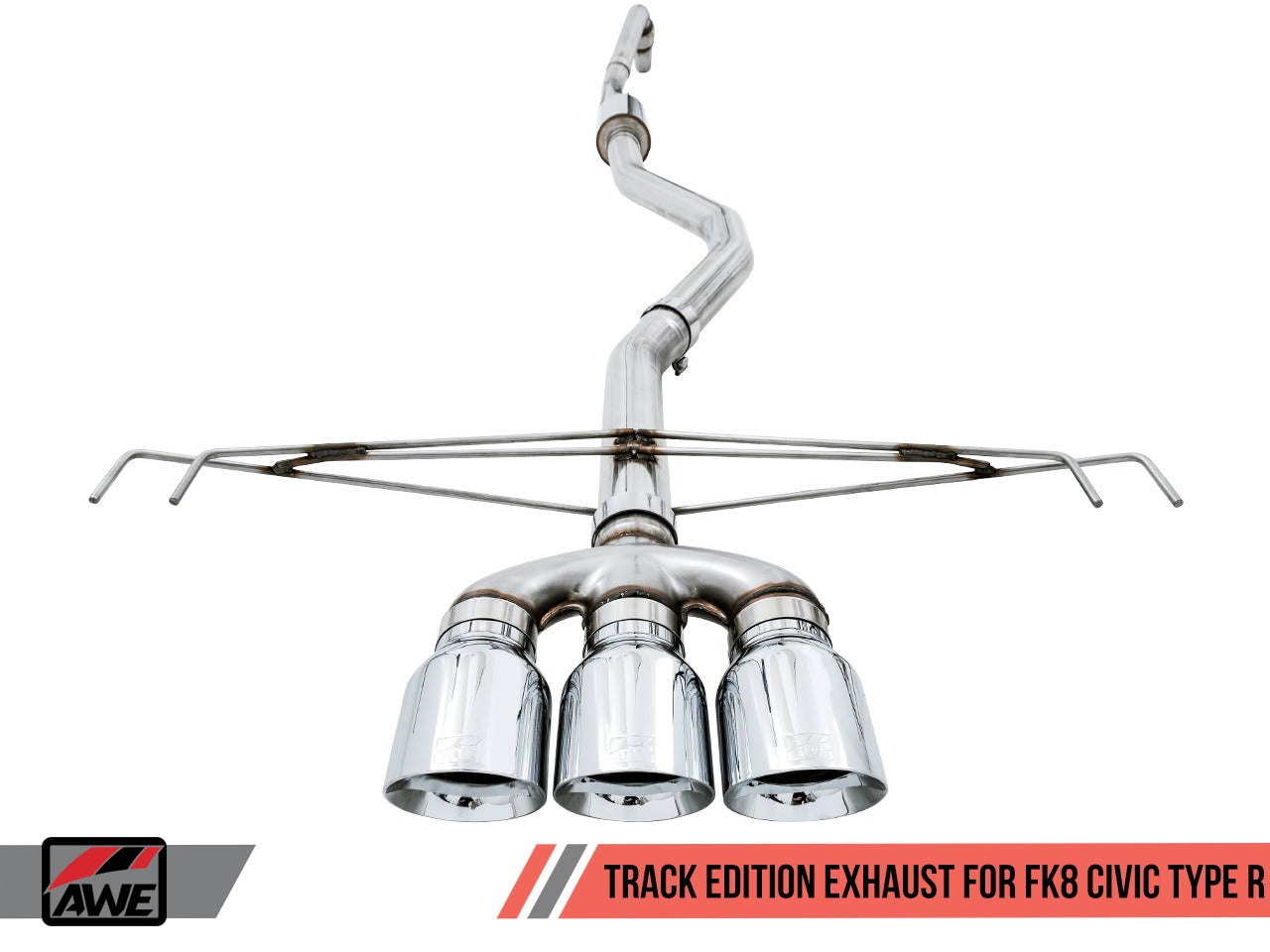 AWE Tuning 17-21 Honda Civic Type R Track Edition Exhaust w/Front Pipe & Triple Chrome Silver Tips 3020-52000