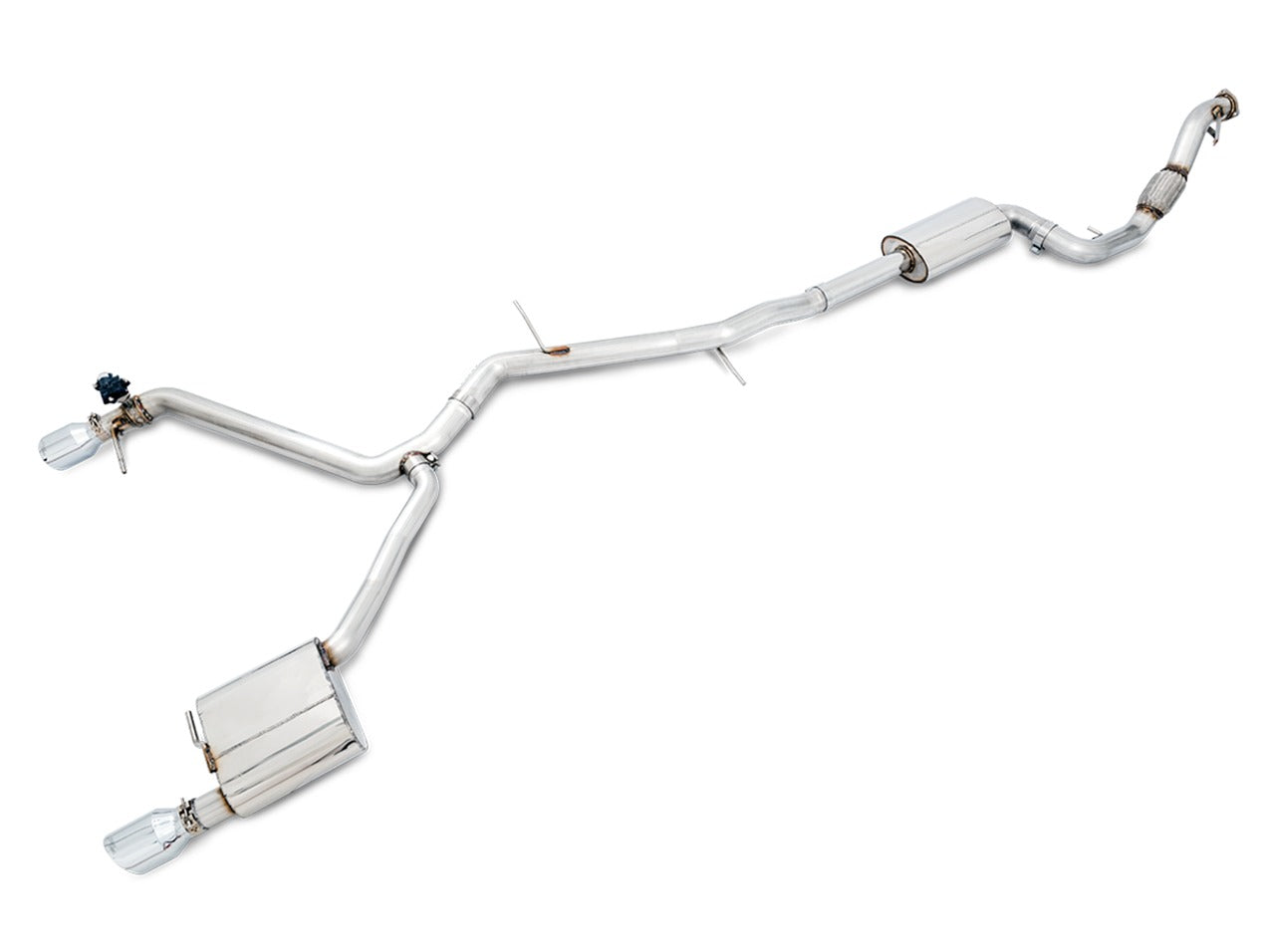 AWE Tuning Audi 17-18 B9 A4 SwitchPath Exhaust Dual Outlet - Chrome Silver Tips (Includes DP and Remote) 3025-32014