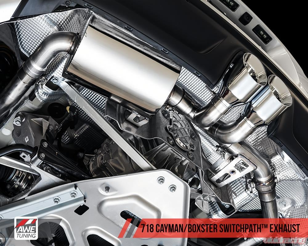 AWE Tuning 17-21 Porsche 718 Boxster / Cayman SwitchPath Exhaust (PSE Only) - Chrome Silver Tips 3025-32020