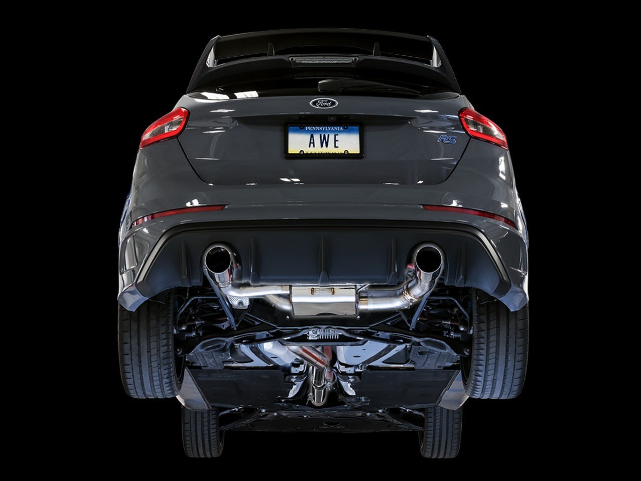 AWE Tuning 16-18 Ford Focus RS SwitchPath Cat-back Exhaust - Chrome Silver Tips 3025-32024