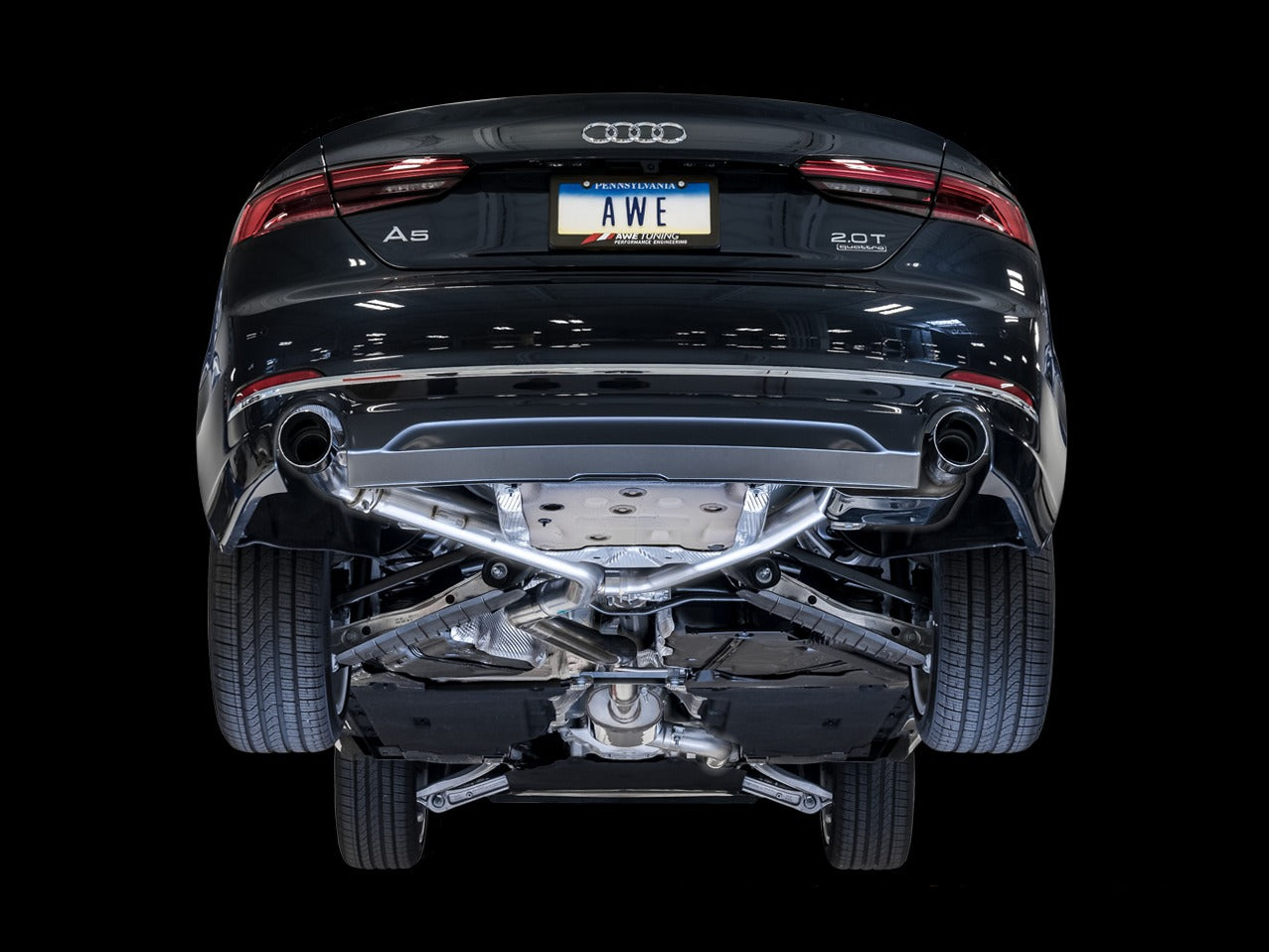 AWE Tuning 18 Audi B9 A5 SwitchPath Exhaust Dual Outlet - Chrome Silver Tips (Includes DP and Remote) 3025-32026