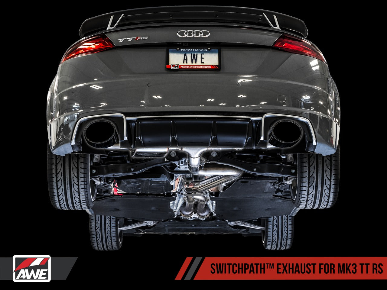 AWE Tuning 17-21 Audi TT RS 2.5L Turbo Coupe 8S/MK3 SwitchPath Exhaust w/Diamond Black RS-Style Tips 3025-33032