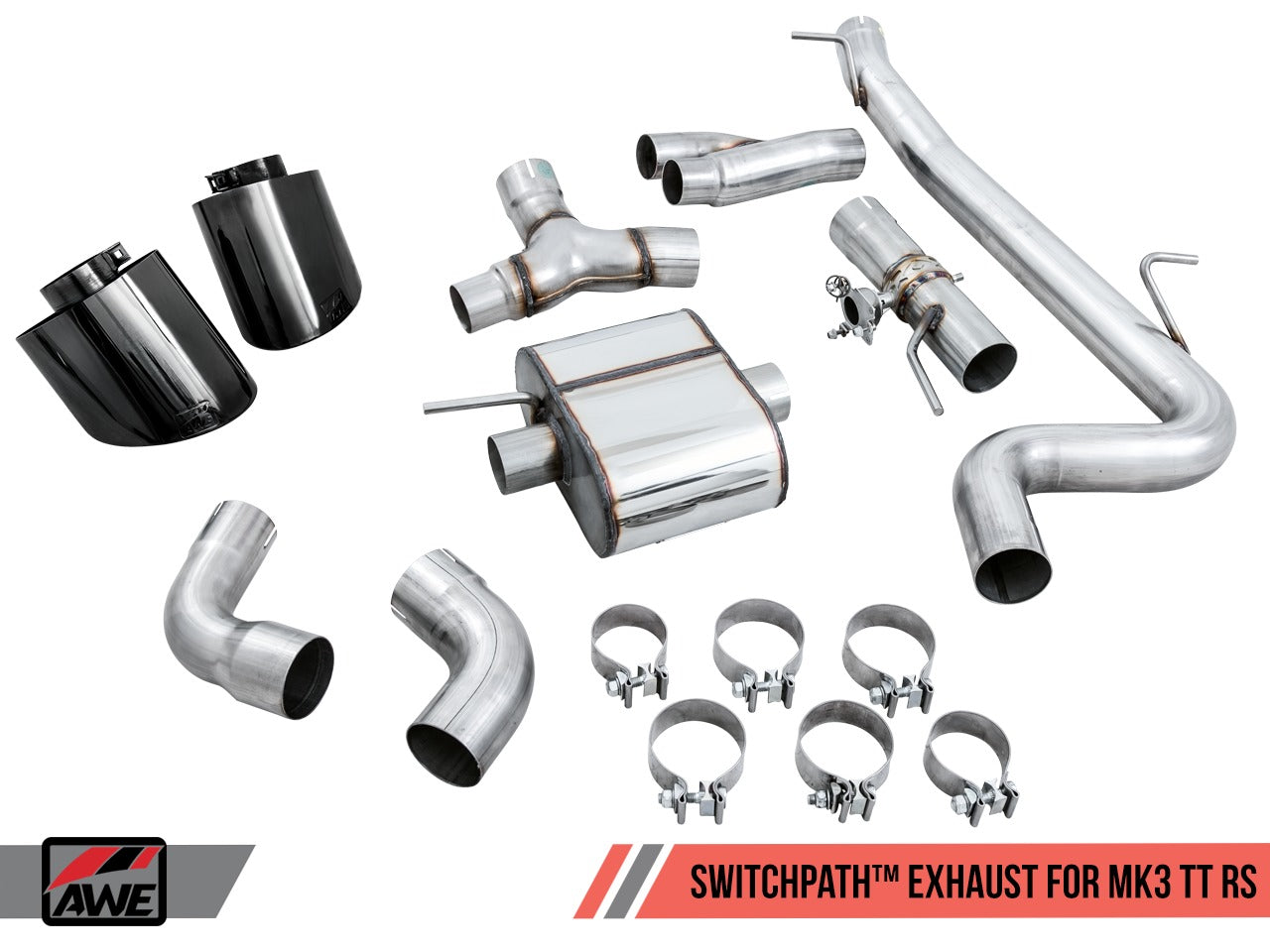 AWE Tuning 17-21 Audi TT RS 2.5L Turbo Coupe 8S/MK3 SwitchPath Exhaust w/Diamond Black RS-Style Tips 3025-33032