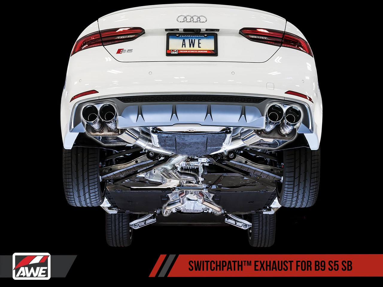 AWE Tuning 18-22 Audi B9 S5 Sportback SwitchPath Exhaust - Non-Resonated (Black 90mm Tips) 3025-43044
