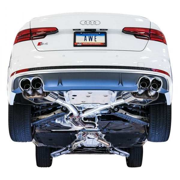 AWE Tuning 18-21 Audi B9 S4 3.0T SwitchPath Exhaust (Resonated for Perf. DP) 90mm - Diamond Blk Tips 3025-43054