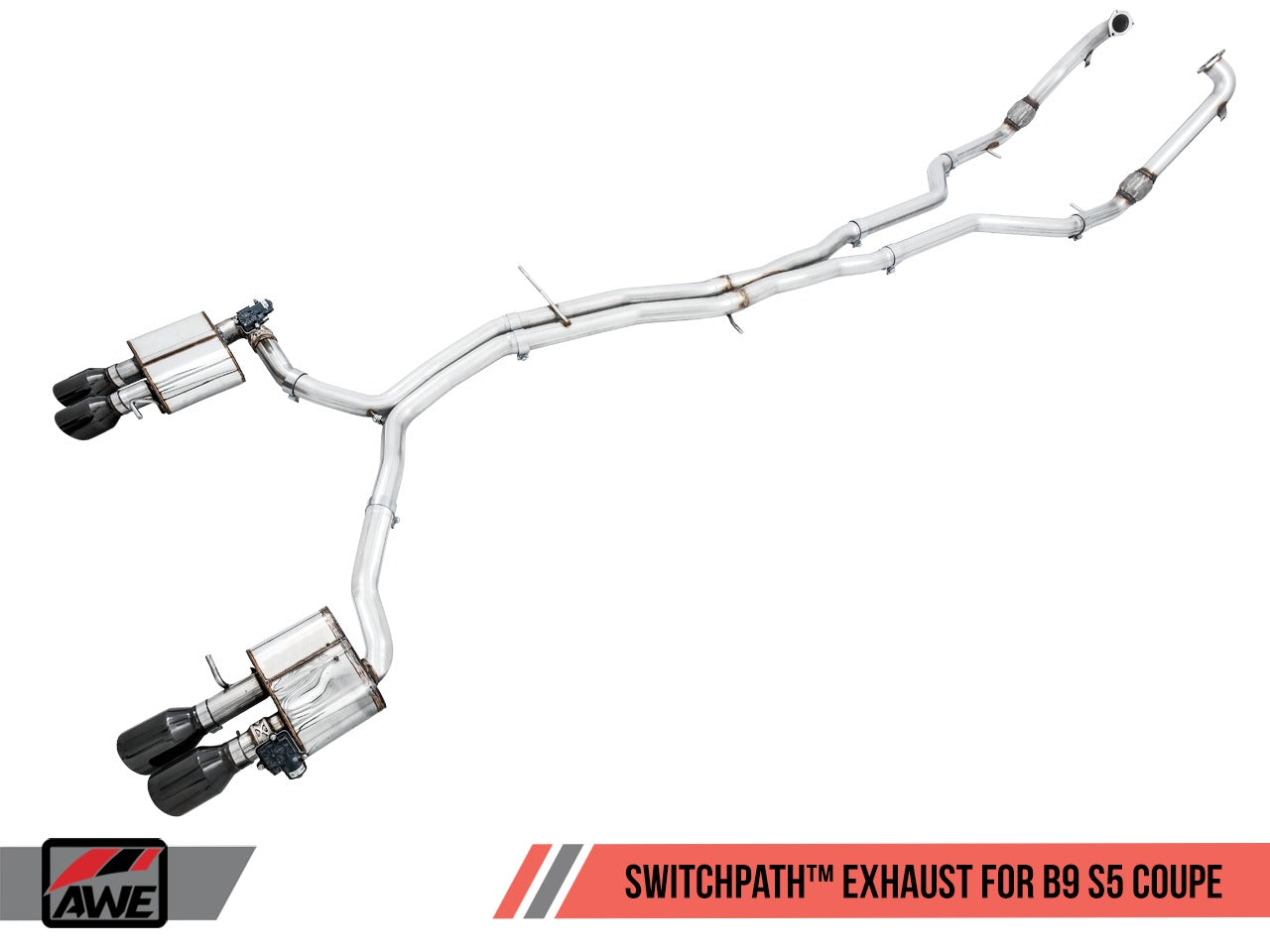 AWE Tuning 18-22 Audi B9 S5 Sportback Resonated SwitchPath Exhaust - Black Tips (90mm) 3025-43062