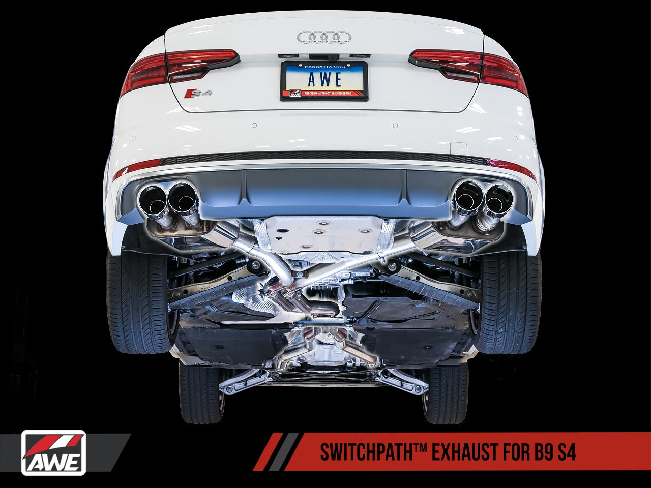 AWE Tuning 18-21 Audi B9 S4 SwitchPath Exhaust - Non-Resonated (Silver 90mm Tips) 3025-42034
