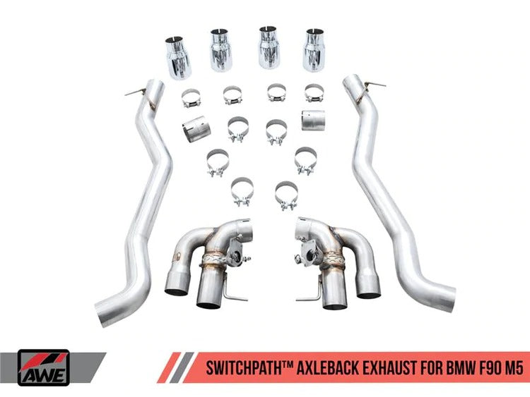 AWE Tuning 18-21 BMW M5 (F90) 4.4T AWD SwitchPath Axle-back Exhaust - Diamond Black Tips 3025-43065