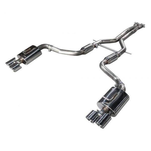 AWE Tuning 06-08 Audi B7 A4 3.2L Track Edition Dual Tip Exhaust - Polished Silver Tips 3040-32012