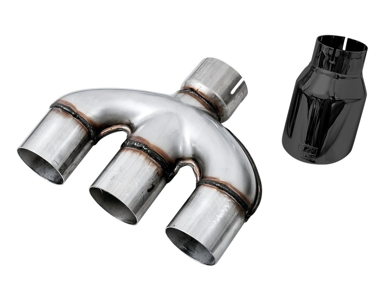 AWE Tuning 17-20 Honda Civic Si 10th Gen 1.5L Turbo Dual-to-Triple Tip Conversion Kit - Diamond Black Tip 3810-53020
