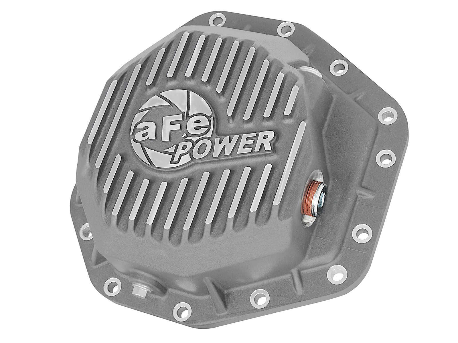 aFe Power Street Ser Rear Diff Cover Raw w/Mach Fin 2017-2021 Ford Diesel Trucks V8-6.7L(td) Dana M275-14 46-70350