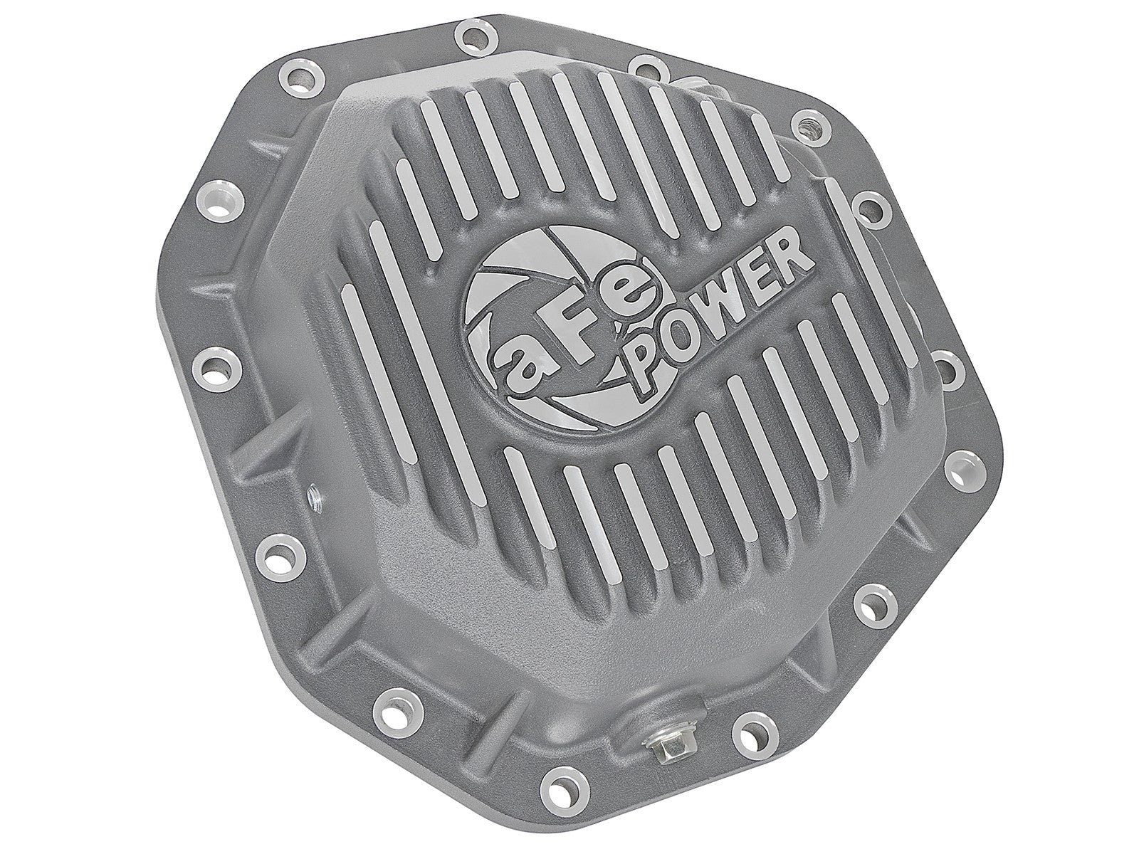 aFe Power Street Ser Rear Diff Cover Raw w/Mach Fin 2017-2021 Ford Diesel Trucks V8-6.7L(td) Dana M275-14 46-70350