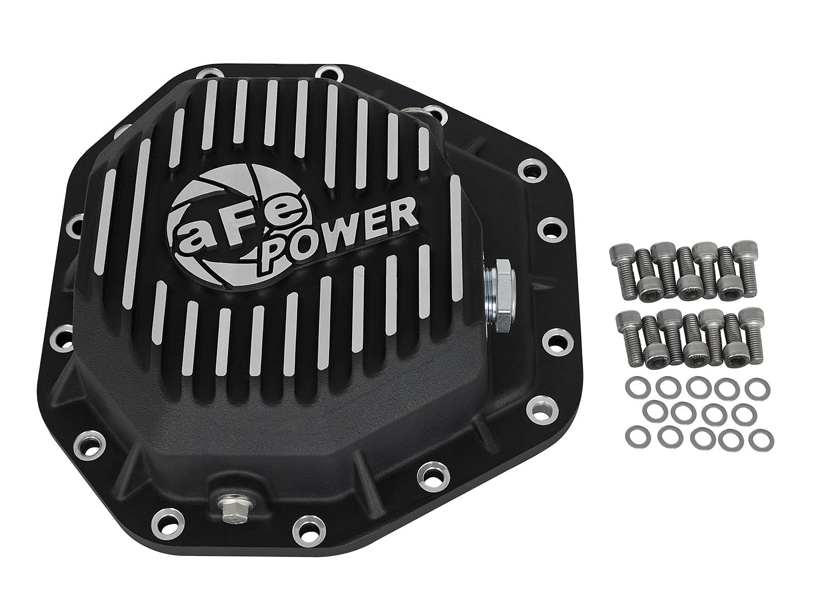 aFe Power Pro Ser Rear Diff Cover Black w/Mach Fins 2017-2021 Ford Diesel Trucks V8-6.7L(td) Dana M275-14 46-70352