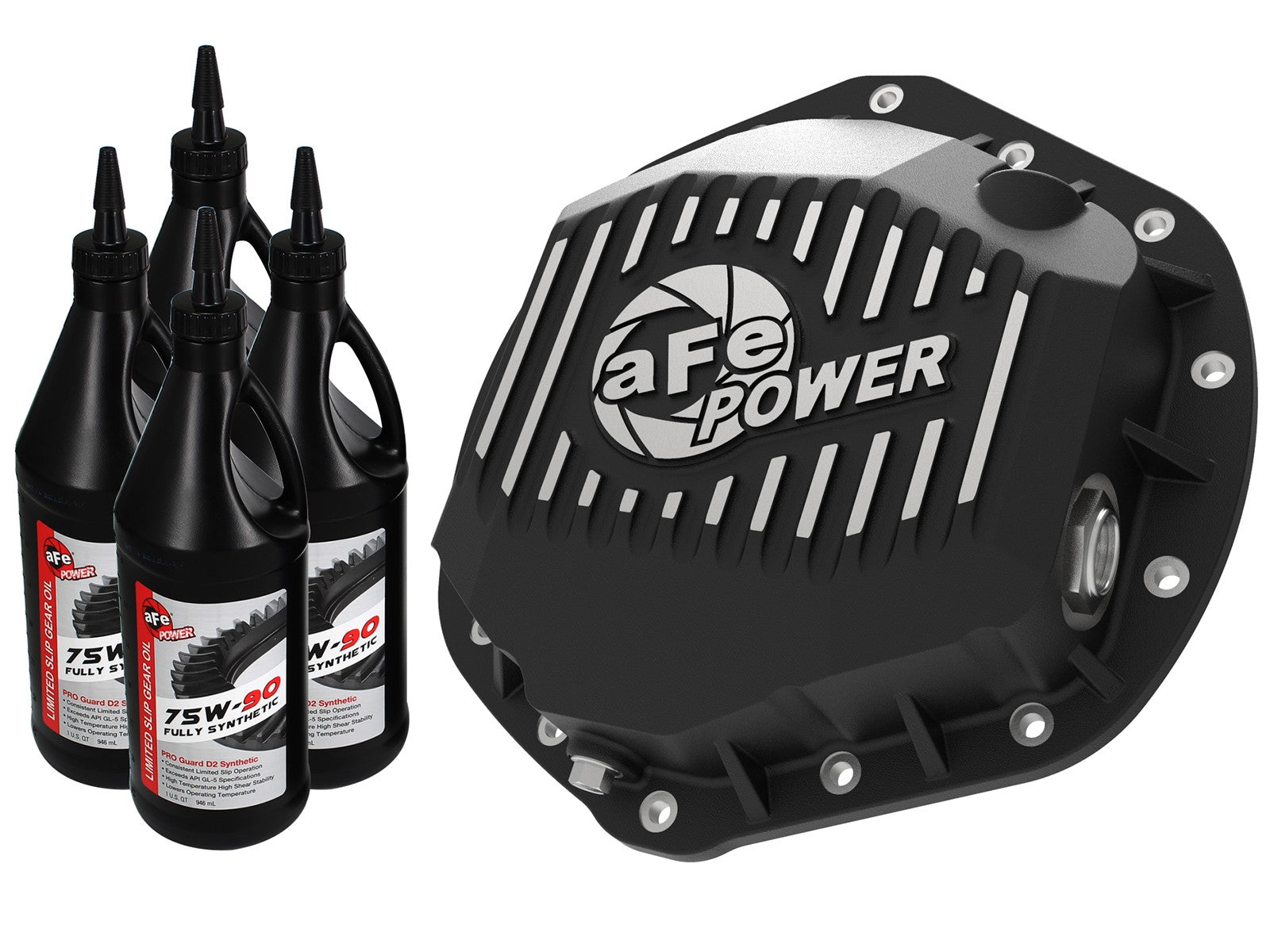 aFe Power Pro Series Rear Differential Cover Black w/Machined Fins & Gear Oil 03-18 RAM 6.7L Diesel 46-70392-WL