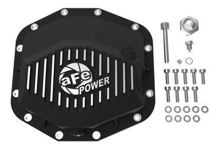 aFe POWER 21-22 Ram1500 TRX Hemi V8 6.2L PRO Series Rear Diff Cover Black w/Machined Fins & Gear Oil 46-71281B