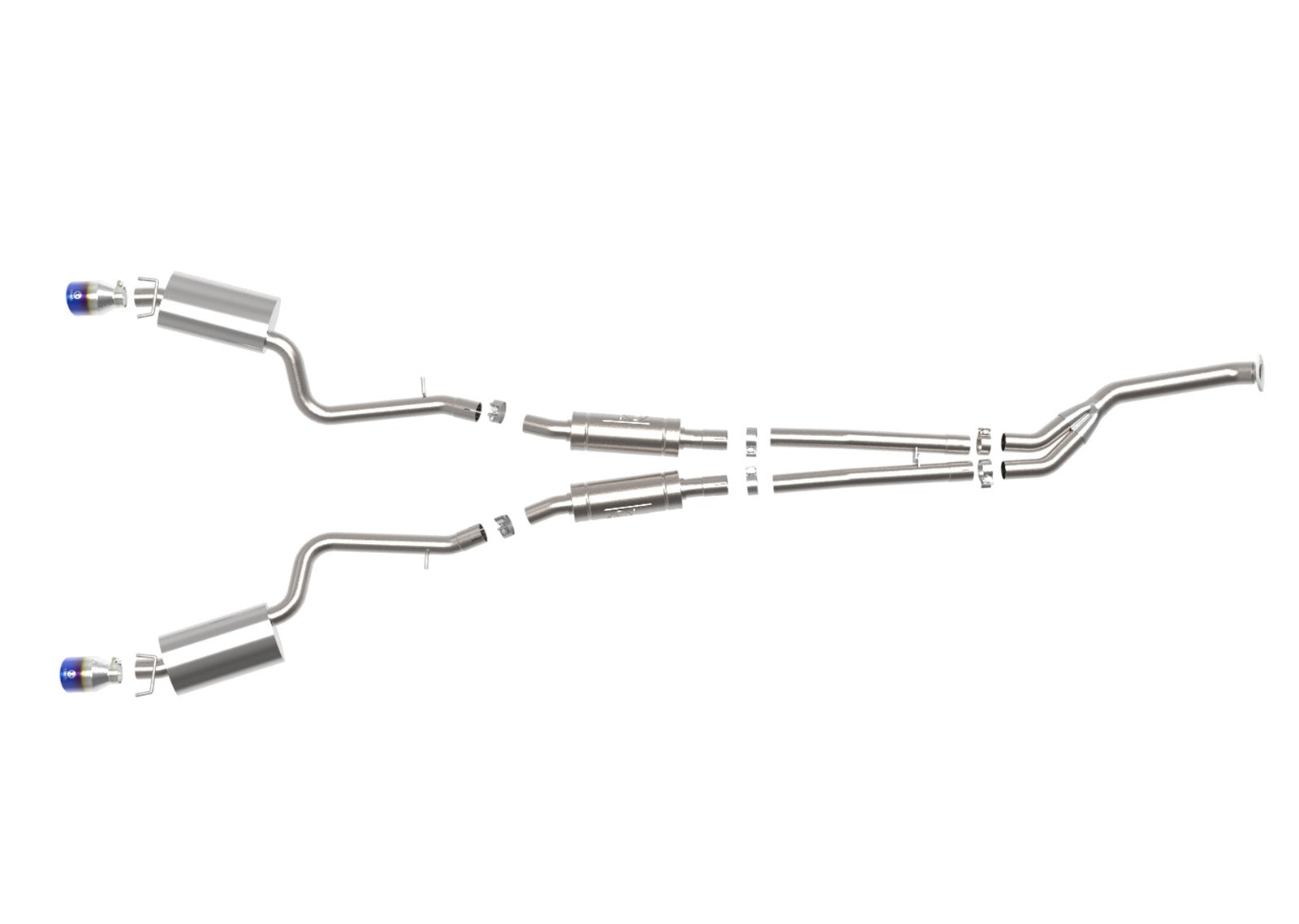 aFe POWER Takeda 16-17 Lexus IS200t // 18-22 IS300 L4-2.0L (t) 2.5in-3in 304 SS CB Exhaust w/ Blue Tip 49-36059-L