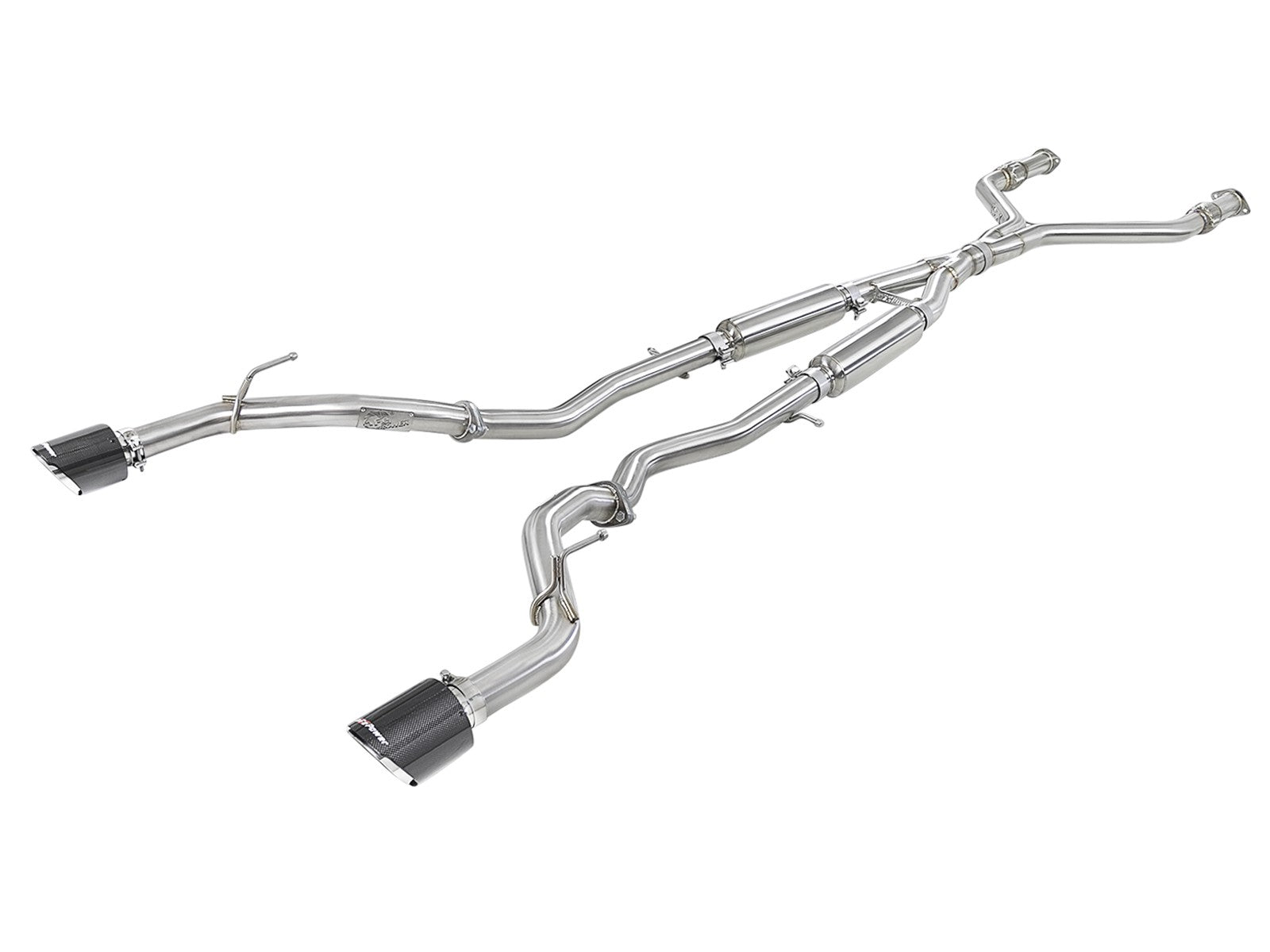 aFe POWER Takeda 2.5in 304 SS CB Exhaust w/ Carbon Fiber Tips 17-22 Infiniti Q60 V6-3.0L (tt) 49-36134NM-C