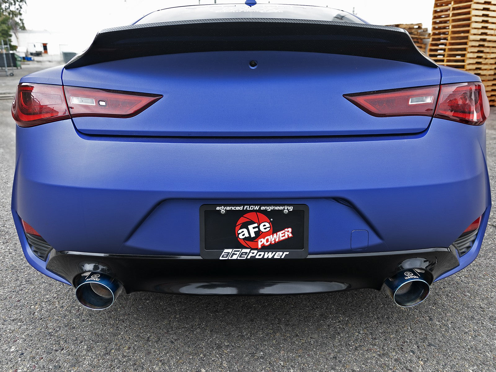 aFe POWER Takeda 2.5in 304 SS CB Exhaust w/ Blue Flame Tips 17-22 Infiniti Q60 V6-3.0L (tt) 49-36134NM-L