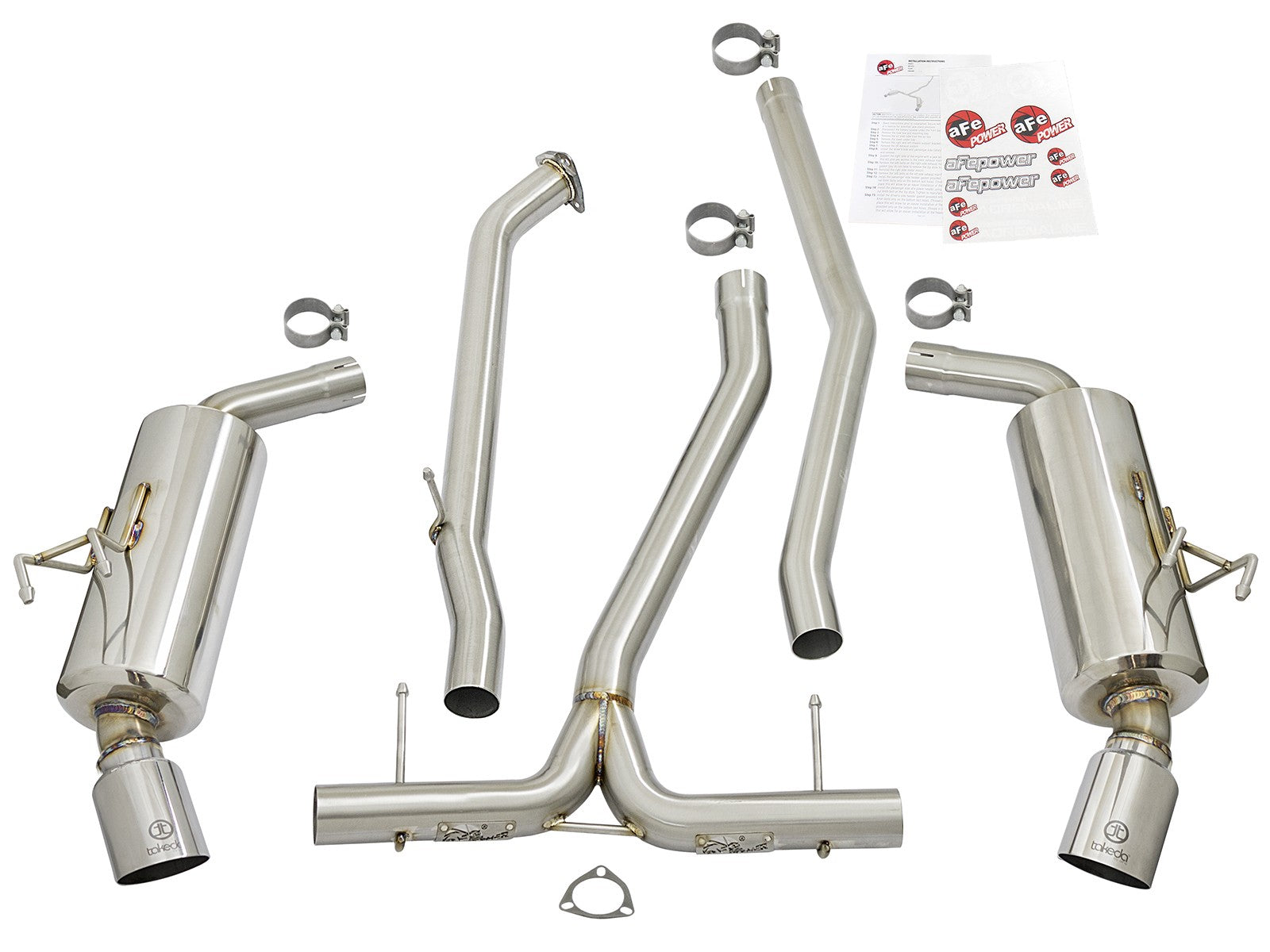 aFe POWER Takeda 16-21 Honda Civic Sedan I4-1.5L (t) 2.25-2.5in 304 SS CB Dual-Exit Exhaust Polish Tip 49-36615-P