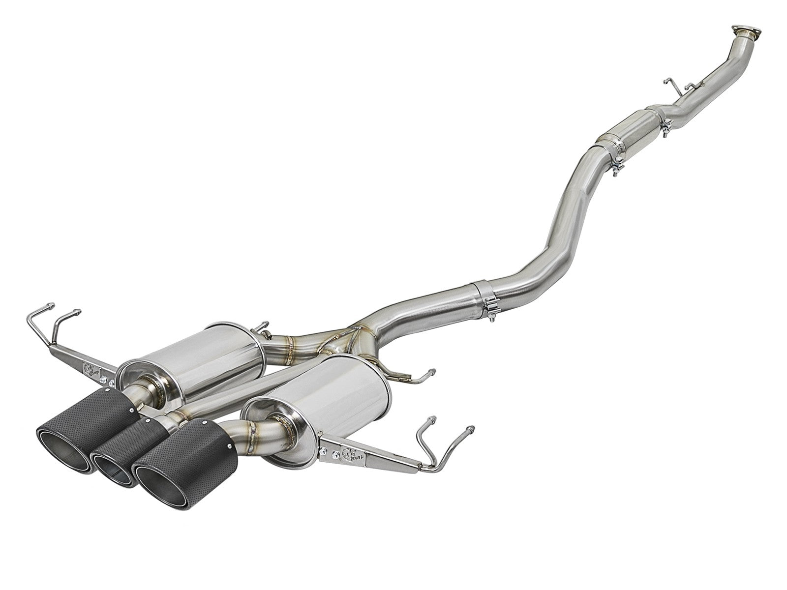 aFe POWER Takeda 2-1/2in to 2-1/4in 304SS Catback Dual-Exit Exhaust 17-21 Honda Civic Type R w/CF Tips 49-36616-C