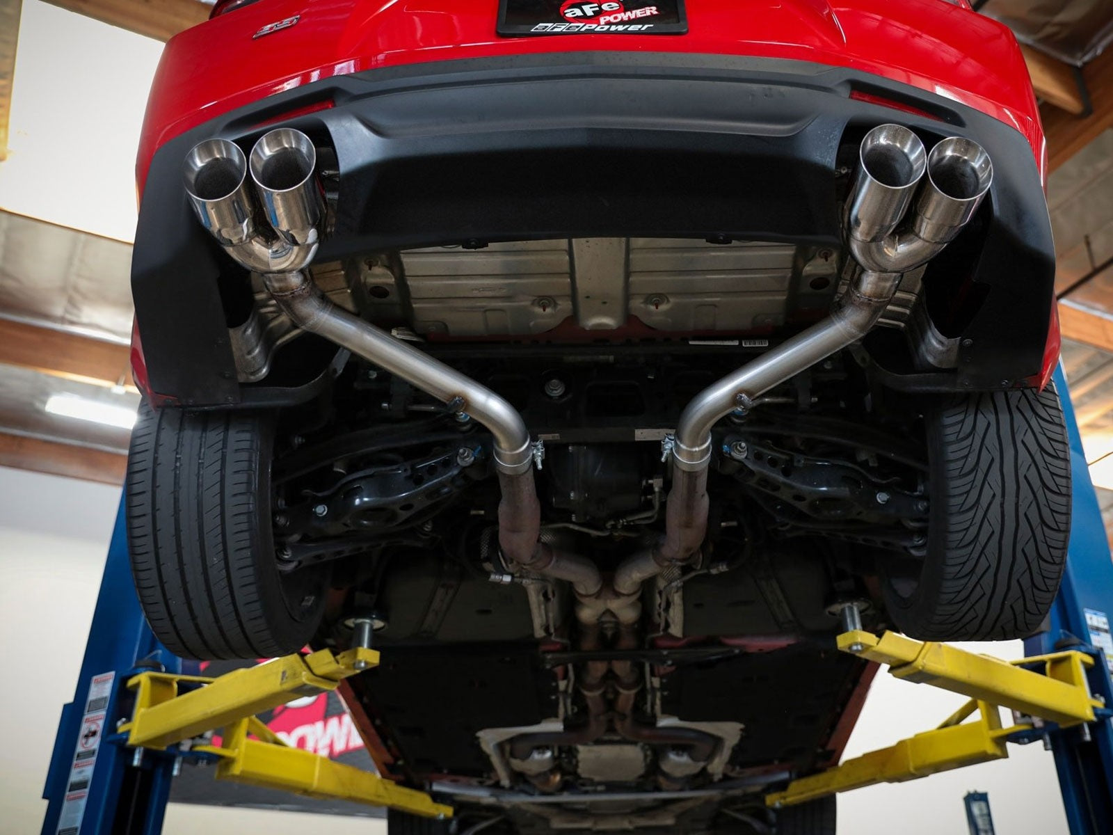 aFe POWER MACH Force-Xp 3in Axle-Back Exhaust 16-22 Chevy Camaro SS V8 6.2L w/o Mufflers - Polished 49-44119NM-P