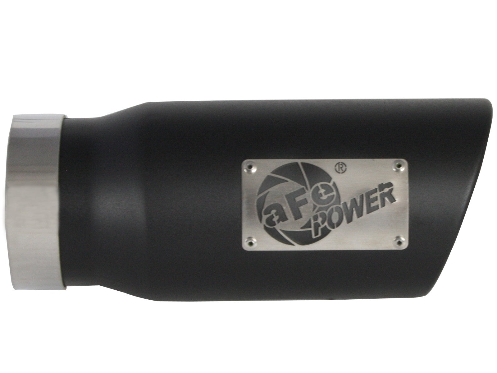 aFe Power Diesel Exhaust Tip Black- 4 in In x 5 out X 12 in Long Bolt On (Right) 49T40501-B12