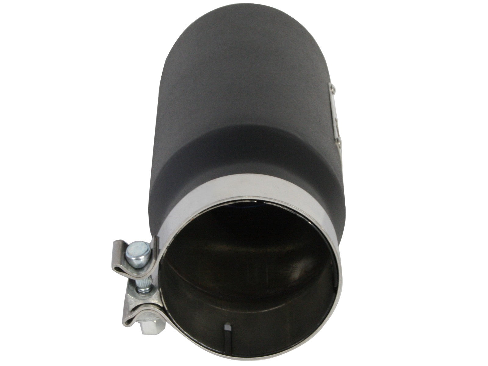 aFe Power Diesel Exhaust Tip Black- 4 in In x 5 out X 12 in Long Bolt On (Right) 49T40501-B12