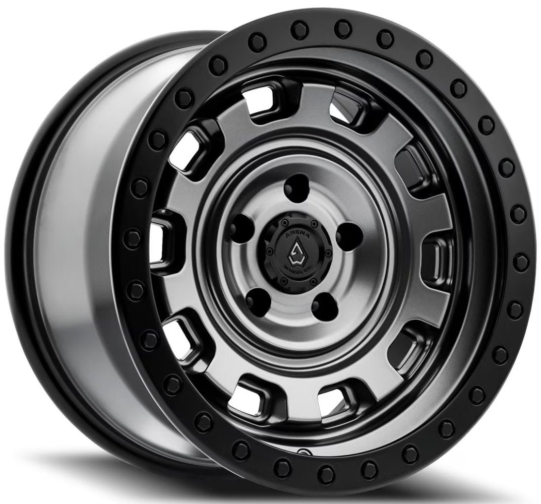 (Clearance - No Returns) (Clearance - No Returns) 17x9 Arena A112 Gunner Satin Gunmetal w/ Satin Black Lip 5x5/127 0mm