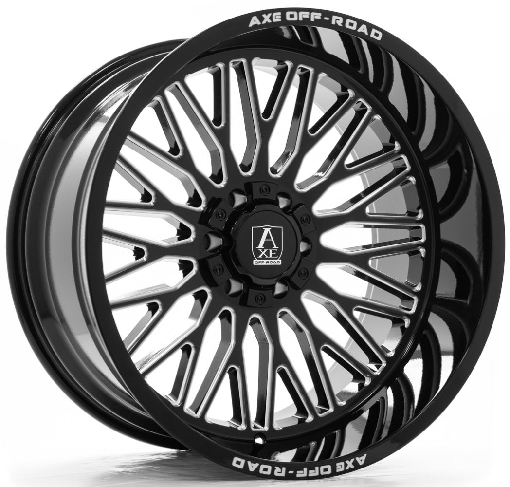 24x12 AXE Offroad Kratos Gloss Black Milled (* May Require Trimming) 8x170 -44mm