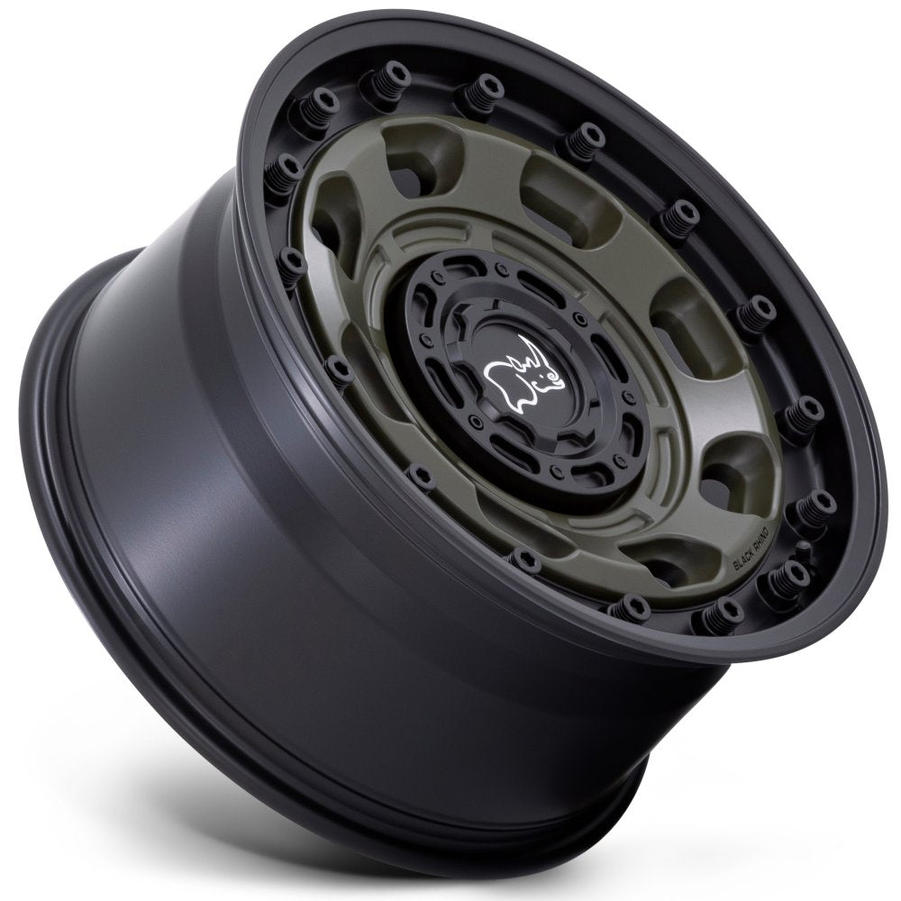 (Clearance - No Returns) 16x8 Black Rhino Atlas Olive Drab Green w/ Black Lip 6x120 6x5.5/139.5 -10mm