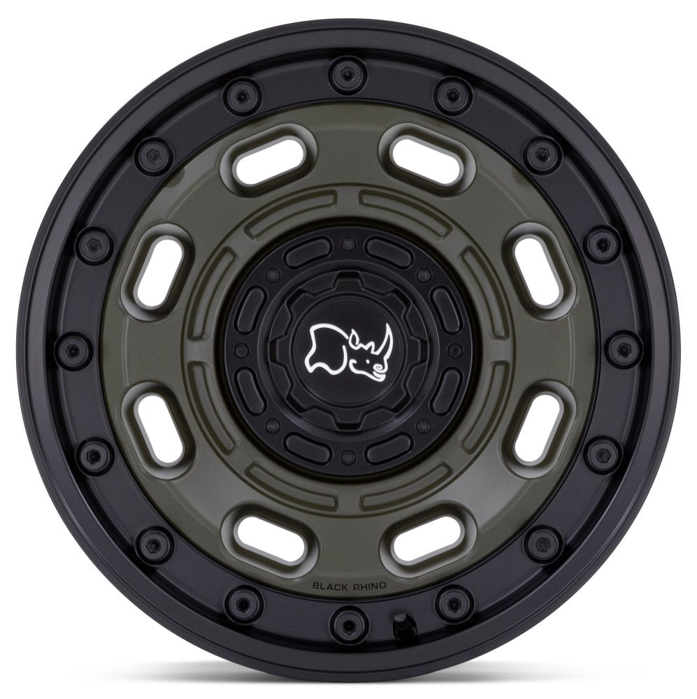 (Clearance - No Returns) 16x8 Black Rhino Atlas Olive Drab Green w/ Black Lip 6x120 6x5.5/139.5 -10mm