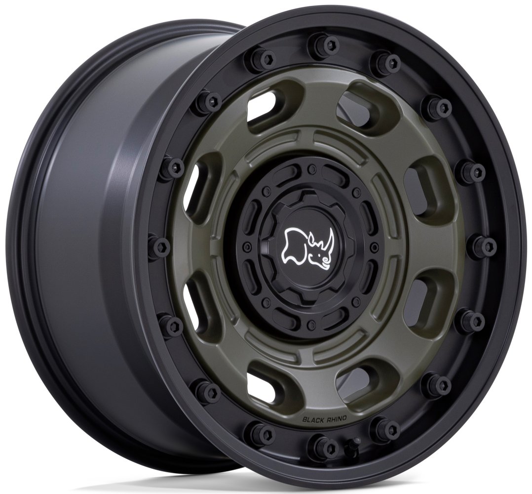 (Clearance - No Returns) 16x8 Black Rhino Atlas Olive Drab Green w/ Black Lip 6x120 6x5.5/139.5 -10mm