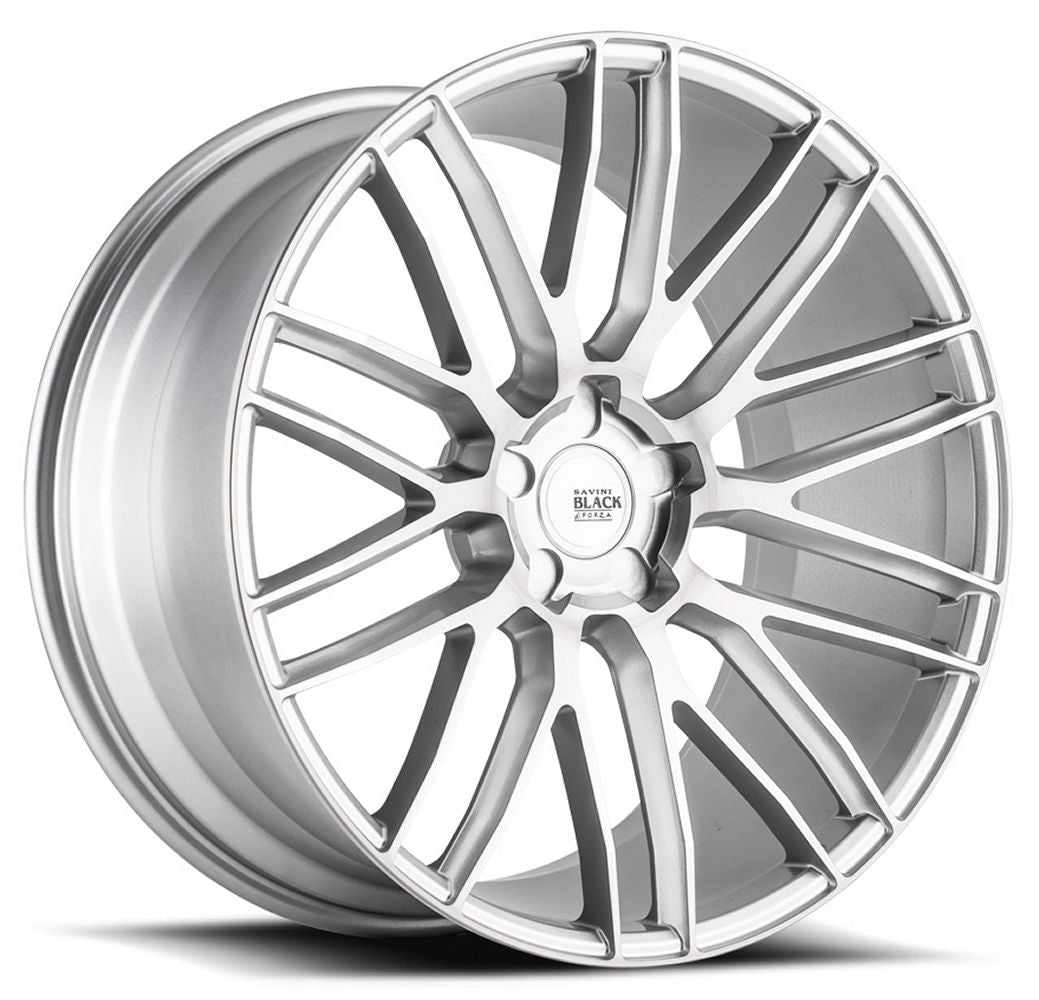 22x9 Savini Black Di Forza BM13 Brushed Silver (Concave) 5x112 28mm